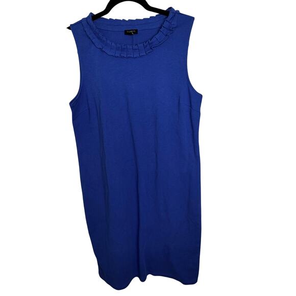 Talbots Pleat-Neck Shift Dress Blue Size Petite Large Sleeveless Knee Length PL - Picture 1 of 7